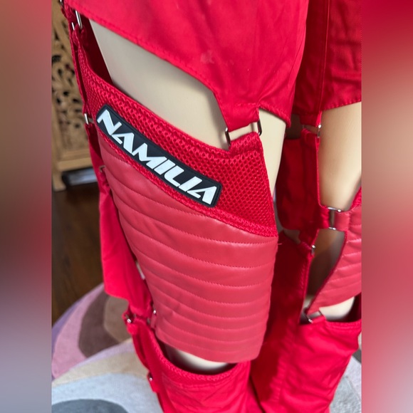 Namallia red hot cut out moto pants size S NWOT - Picture 5 of 16